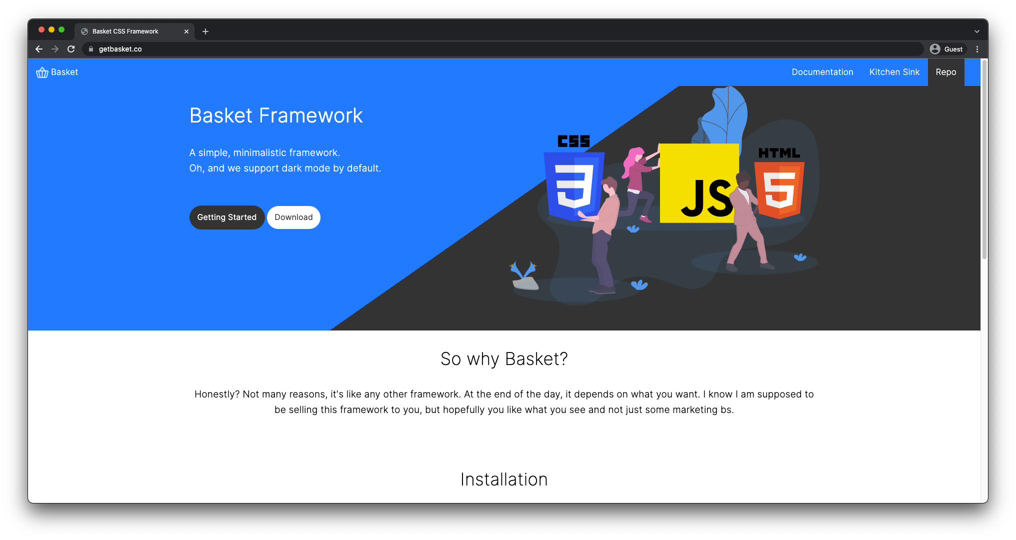 Basket CSS screenshot